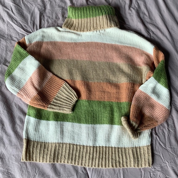 Lulu’s Wake Me Up Taupe Multi Stripe Turtleneck - Picture 3 of 13